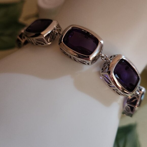 JTV African Amethyst Silver Bolo Bracelet - Picture 2 of 6